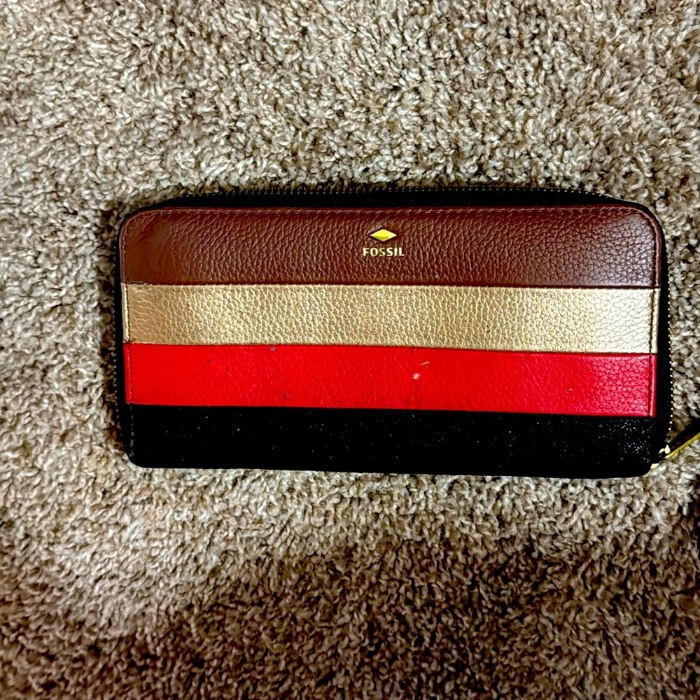 Fossil Colorful Striped Leather Wallet